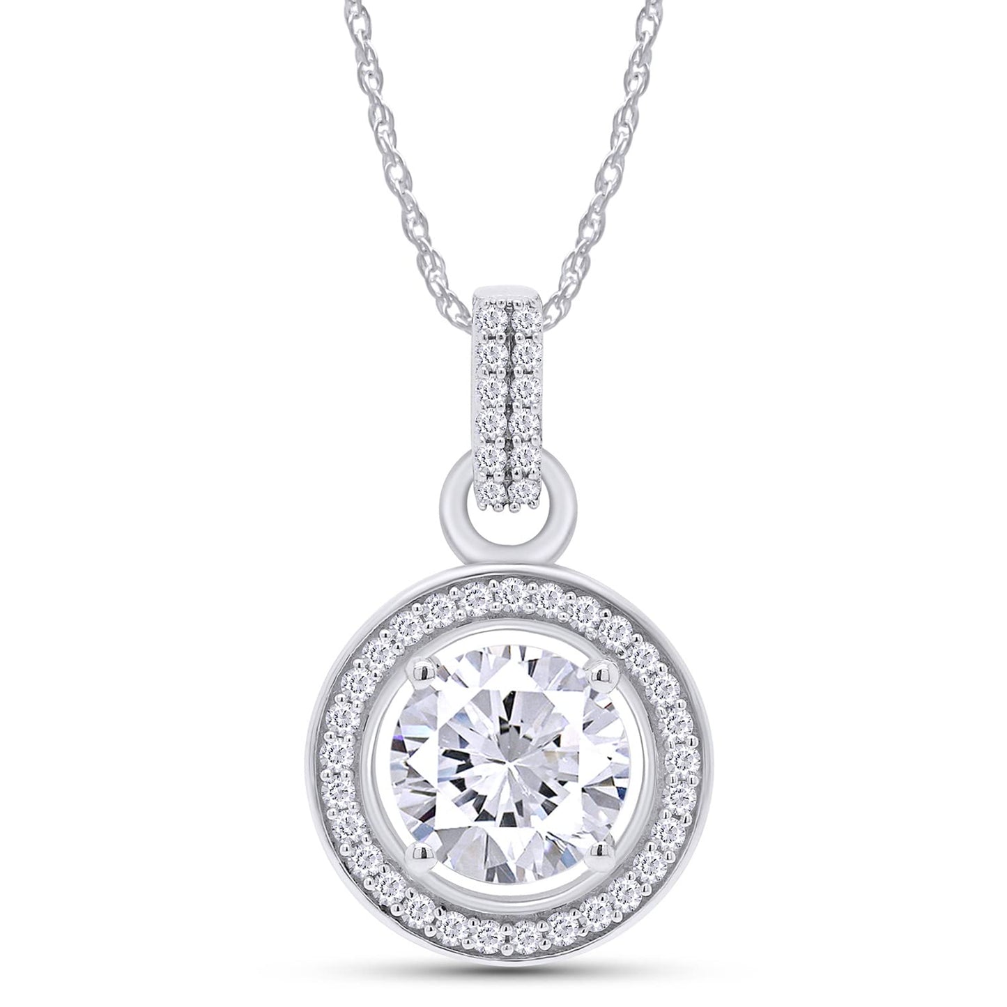 2 Carat Lab Created Moissanite Diamond Pendant Necklace For Women In 925 Sterling Silver