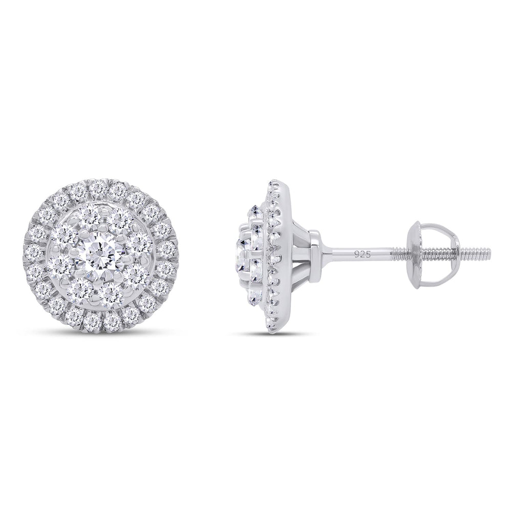 
                      
                        3/5 Carat Lab Created Moissanite Diamond Double Halo Stud Earrings In 925 Sterling Silver For Women Men (0.60 Cttw)
                      
                    