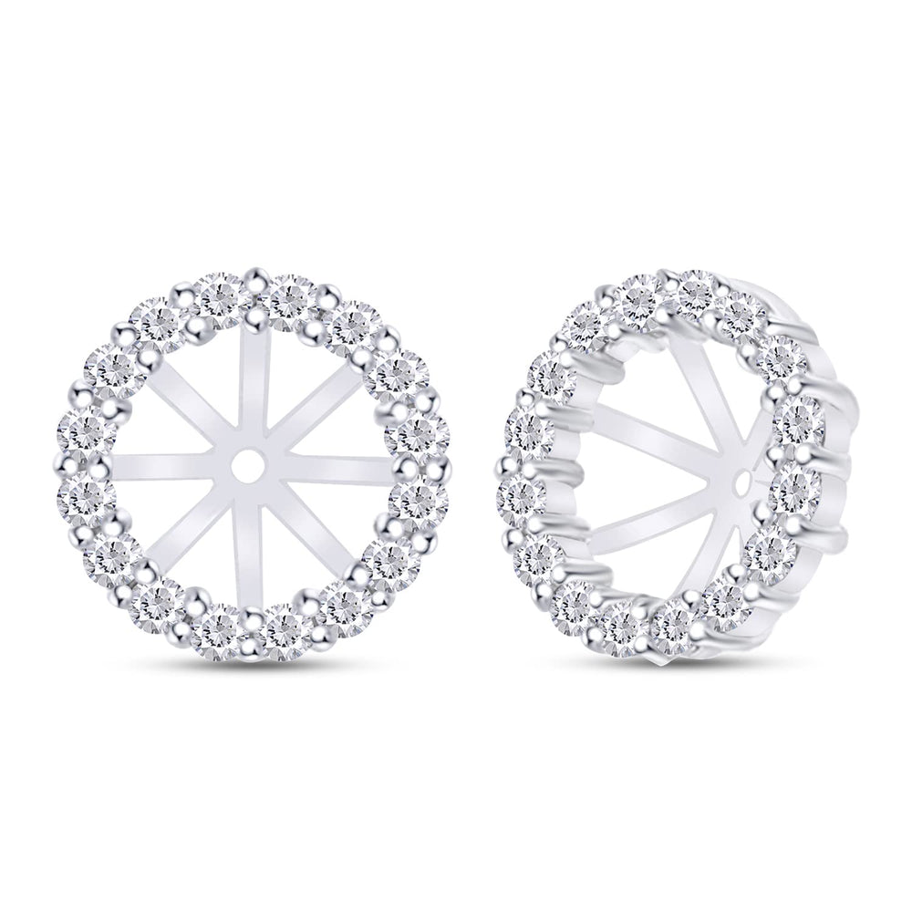 
                      
                        Round Cut Lab Created Moissanite Diamond Jackets For Studs Earrings In 925 Sterling Silver
                      
                    