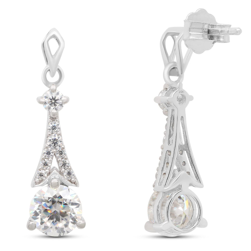 
                      
                        2.25 CT Center 6.5MM Round Cut Lab Created Moissanite Diamond Drop Dangle Earrings For Women In 10K Or 14K Solid Gold
                      
                    