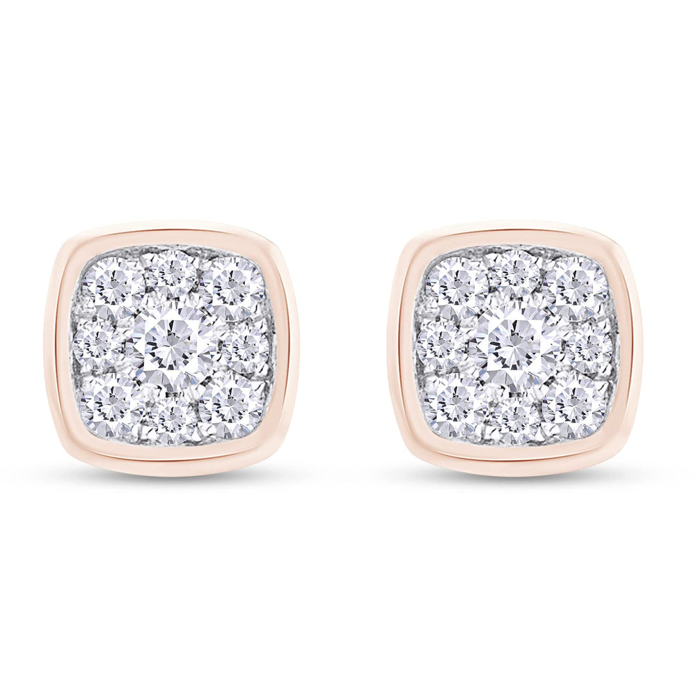 
                      
                        1/3 Carat Round Lab Created Moissanite Diamond Push Back Square Cluster Stud Earrings In 925 Sterling Silver (0.30 Cttw)
                      
                    