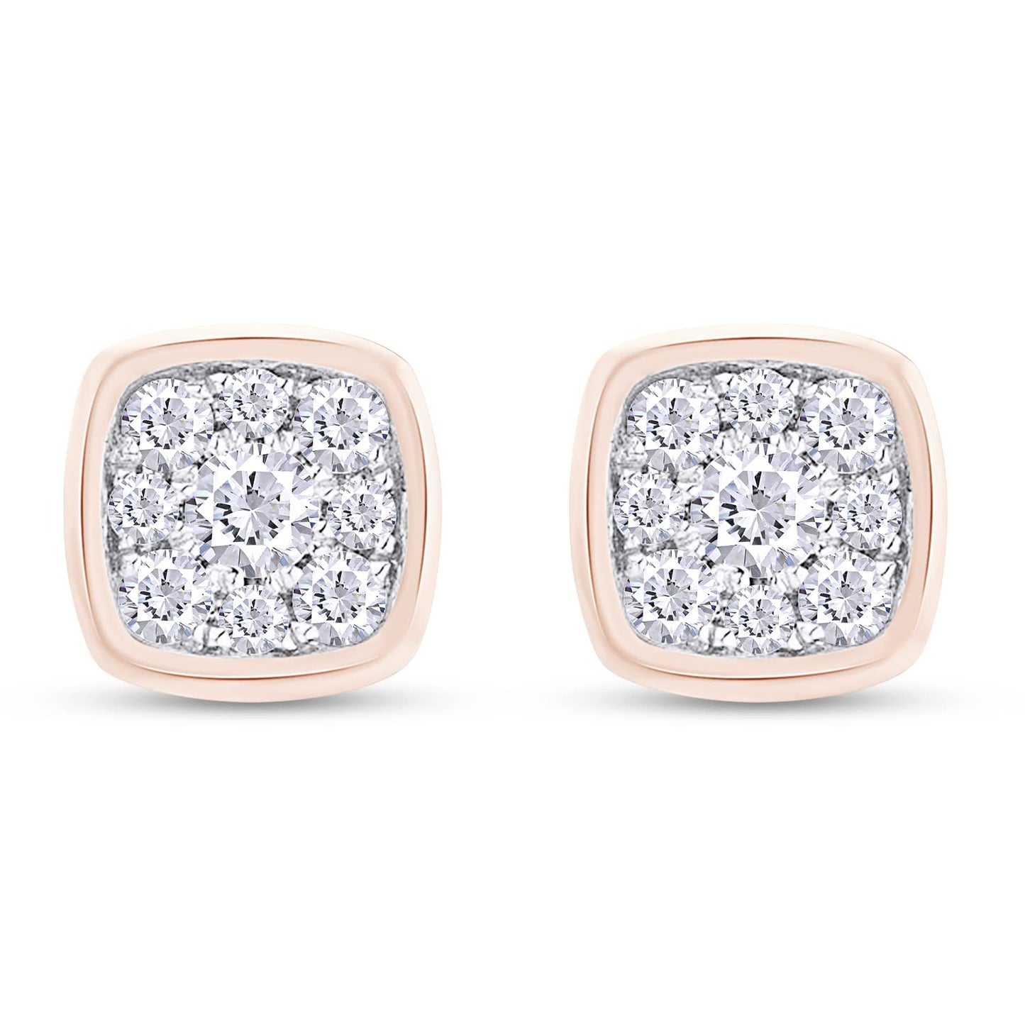 Load image into Gallery viewer, 1/3 Carat Round Lab Created Moissanite Diamond Push Back Square Cluster Stud Earrings In 925 Sterling Silver (0.30 Cttw)
