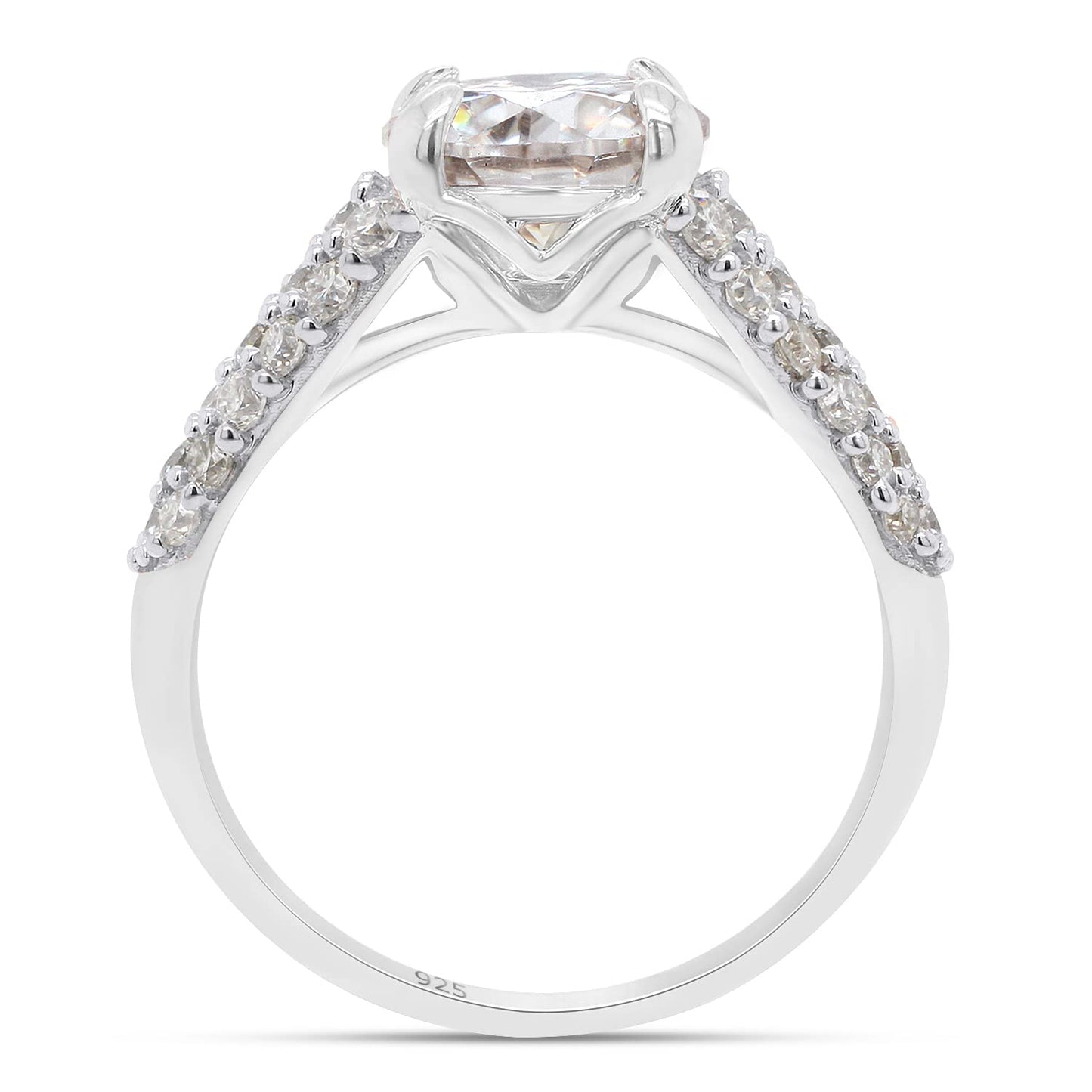 8.5MM Round Cut Lab Created Moissanite Diamond Multi Row Engagement Ring in Sterling Silver (2.50 Cttw)