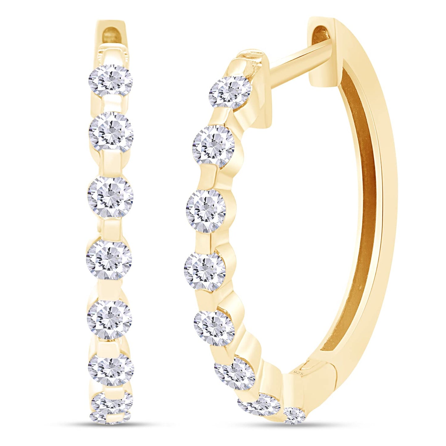 1/2 Carat Lab Created Moissanite Diamond Huggie Hoop Earrings In 925 Sterling Silver Jewelry For Women (0.50 Cttw)