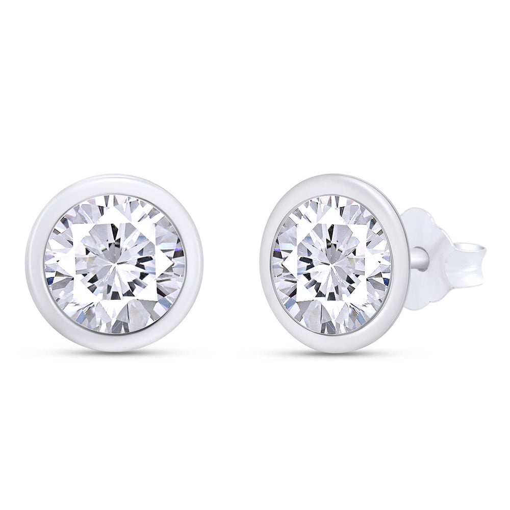 
                      
                        2 Carat 6.5MM Round Cut Lab Created Moissanite Diamond Push Back Stud Earrings In 925 Sterling Silver (2 Cttw)
                      
                    