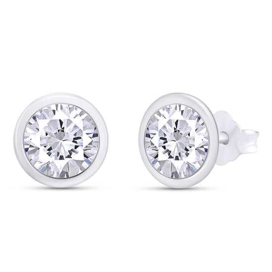 Load image into Gallery viewer, 2 Carat 6.5MM Round Cut Lab Created Moissanite Diamond Push Back Stud Earrings In 925 Sterling Silver (2 Cttw)
