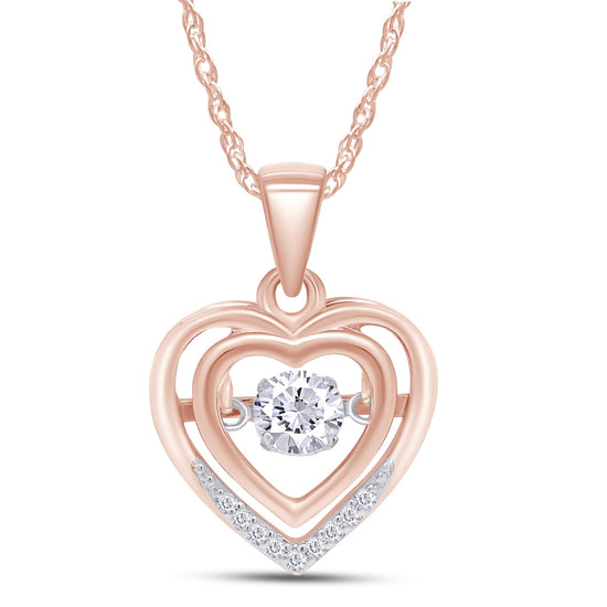 1/3 Carat Lab Created Moissanite Diamond Floating Dancing Heart Pendant Necklace In 14K Solid Gold For Womens (0.36 Cttw)