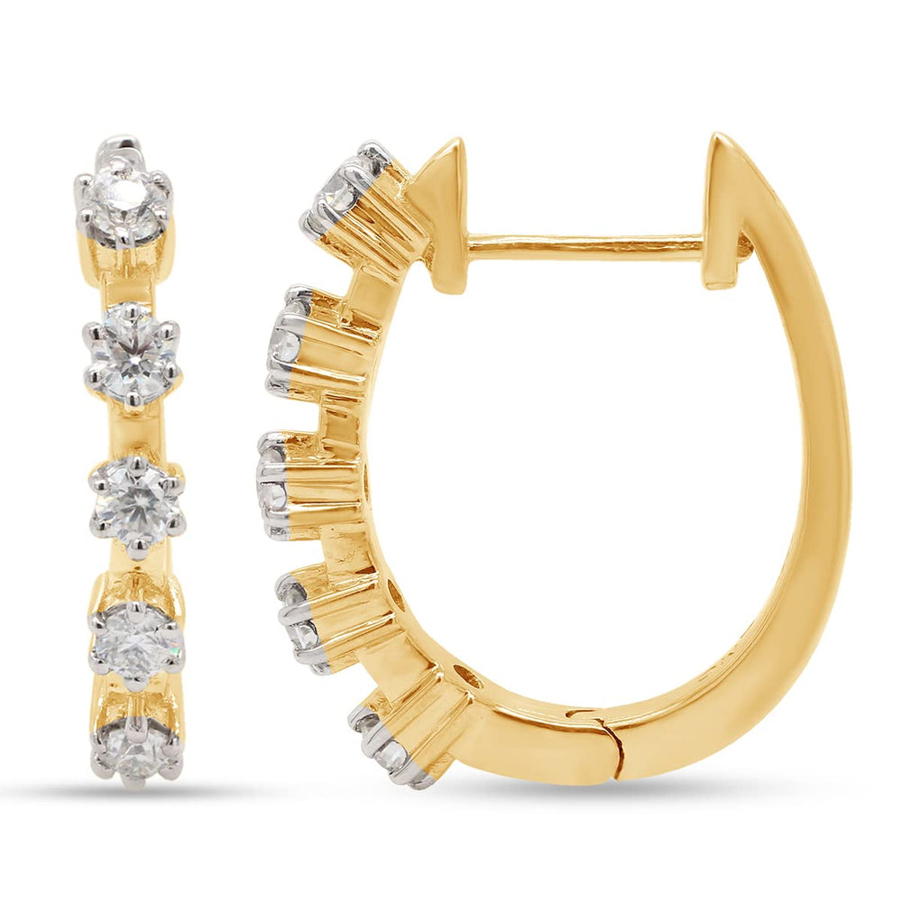 
                      
                        1 Carat Round Cut Lab Created Moissanite Diamond Five Stone Hoop Earrings In 10K Or 14K Solid Gold
                      
                    