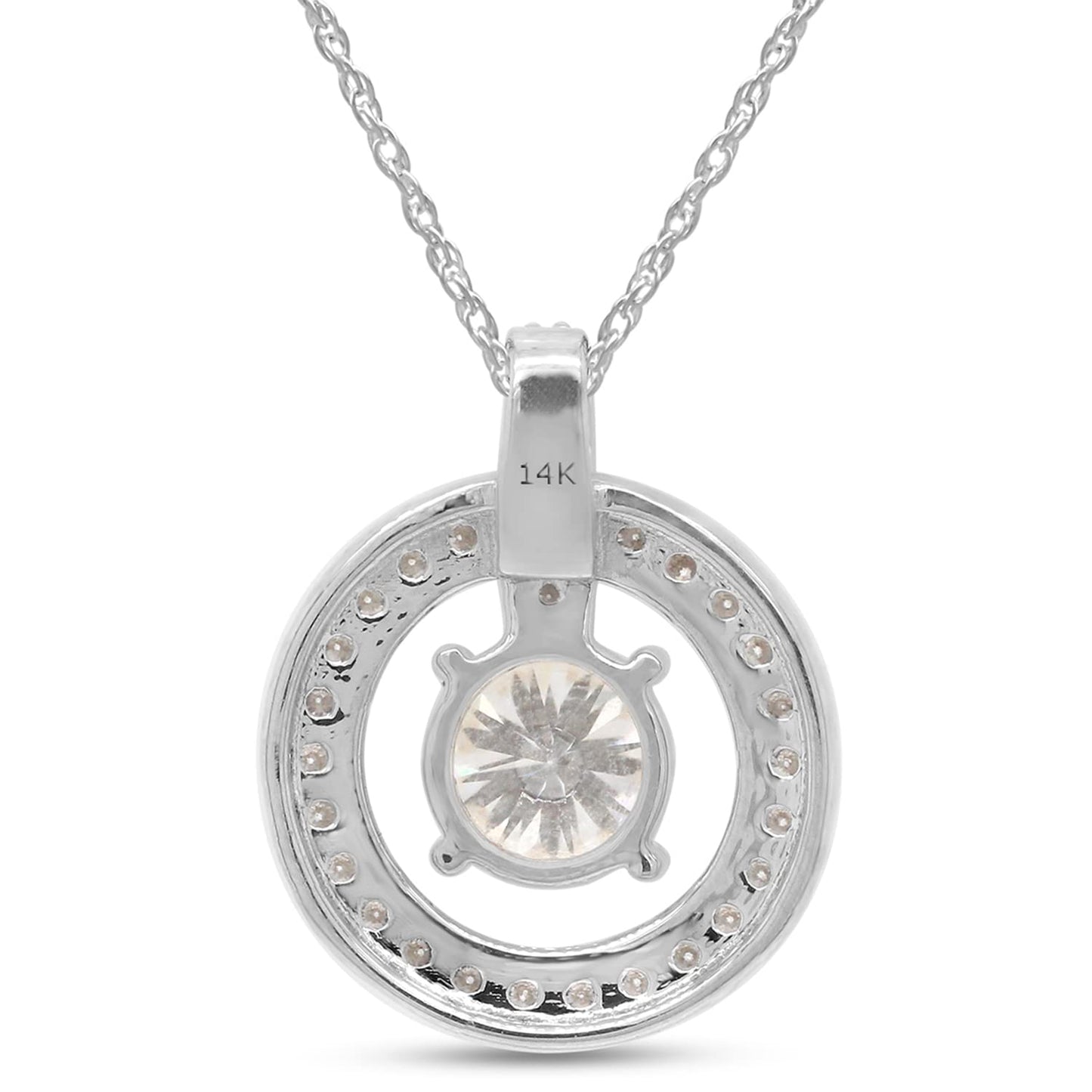 1 1/4 Carat Lab Created Moissanite Diamond Circle Drop Pendant Necklace in 10K or 14K Solid Gold For Women (1.25 Cttw)