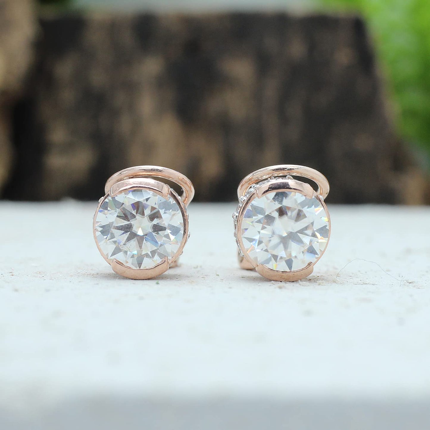 3 1/2 Carat 8MM Round Cut Lab Created Moissanite Diamond Solitaire Stud Earrings In 925 Sterling Silver (3.50 Cttw)