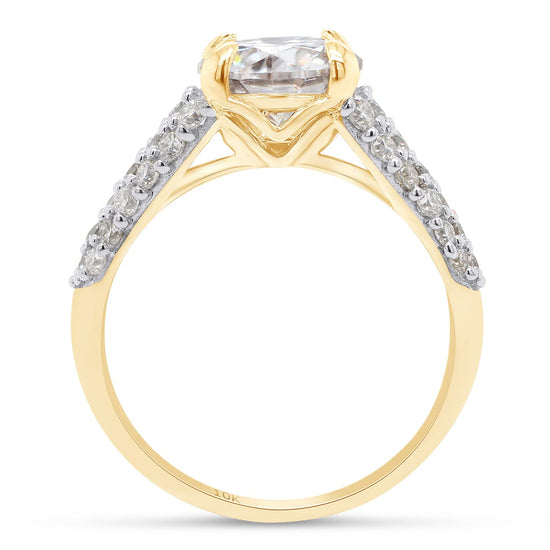 Load image into Gallery viewer, 8.5MM Round Cut Lab Created Moissanite Diamond Multi Row Engagement Ring in 10K or 14K Solid Gold (2.50 Cttw)
