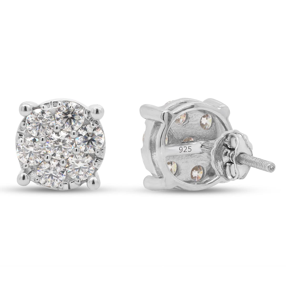 1 1/5 Carat Lab Created Moissanite Diamond Cluster Stud Earrings In 925 Sterling Silver (1.20 Cttw)