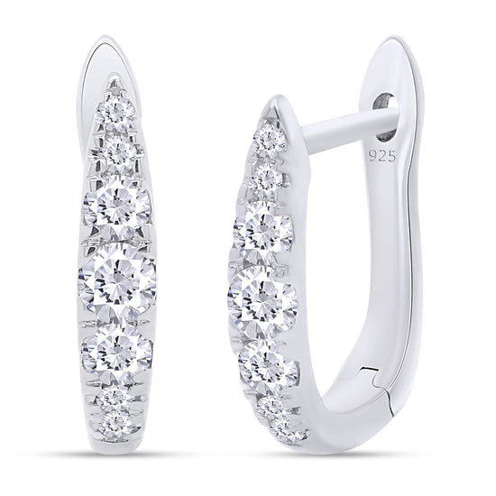 Round Cut Moissanite Lab Created Diamond Huggie Hoop Earrings For Women In 925 Sterling Silver