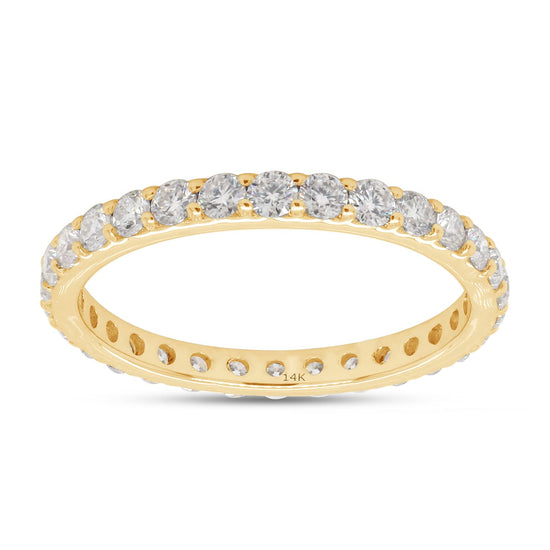 1 Carat Round Cut Lab Created Moissanite Diamond Full Eternity Stackable Wedding Band Ring for Women in 10K or 14K Solid Gold
