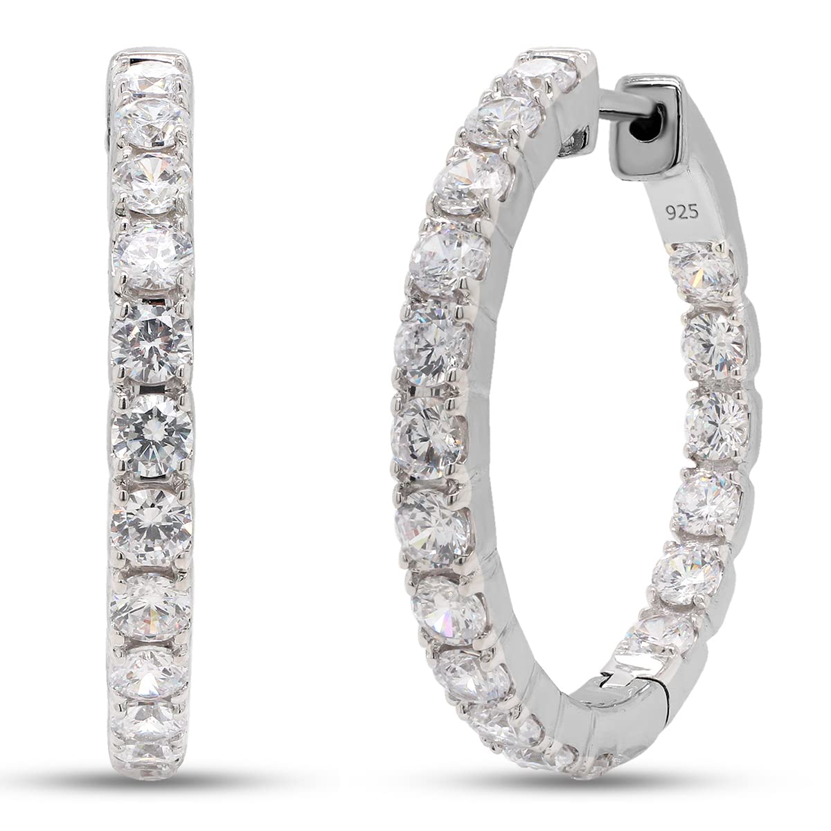 3 Carat Lab Created Moissanite Diamond Inside Outside Hoop Earrings In 925 Sterling Silver Jewelry For Women