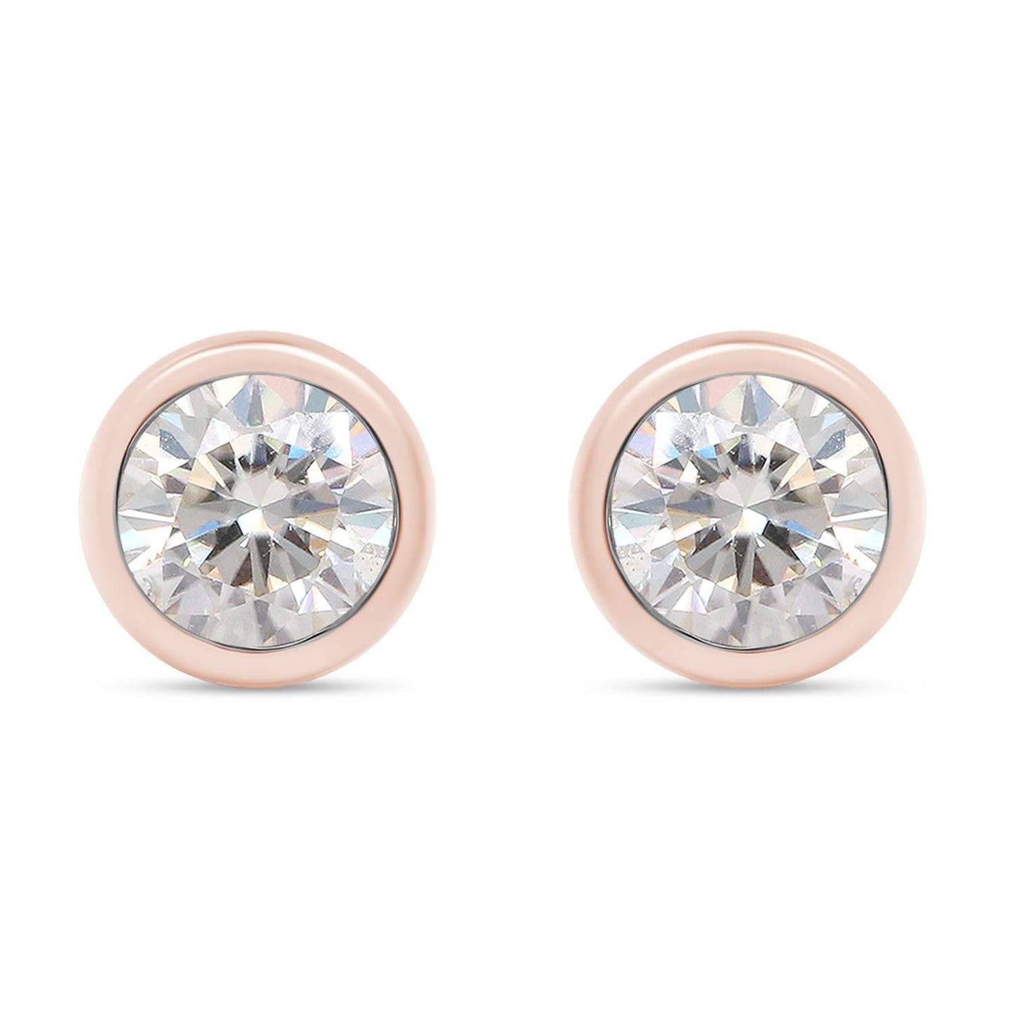 0.85 Carat Round Cut Lab Created Moissanite Diamond Solitaire Stud Earrings In 925 Sterling Silver For Women
