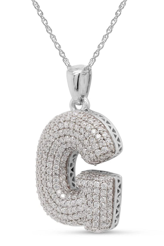 1 1/8 Carat Lab Created Moissanite Diamond Initial Bubble Letter "G" Pendant Necklace In 925 Sterling Silver (1.13 Cttw)