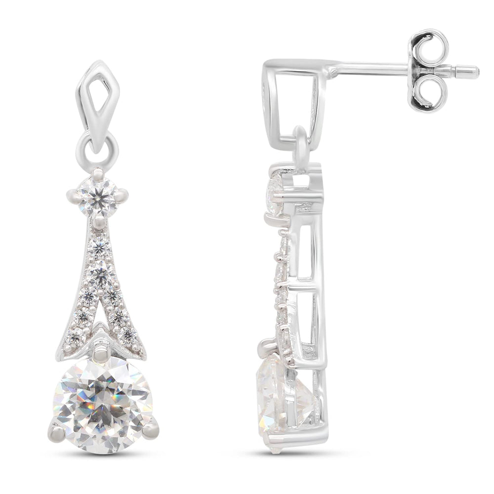 
                      
                        2.25 CT Center 6.5MM Round Cut Lab Created Moissanite Diamond Drop Dangle Earrings For Women In 10K Or 14K Solid Gold
                      
                    