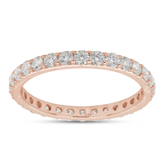1 Carat Round Cut Lab Created Moissanite Diamond Full Eternity Stackable Wedding Band Ring for Women in 10K or 14K Solid Gold