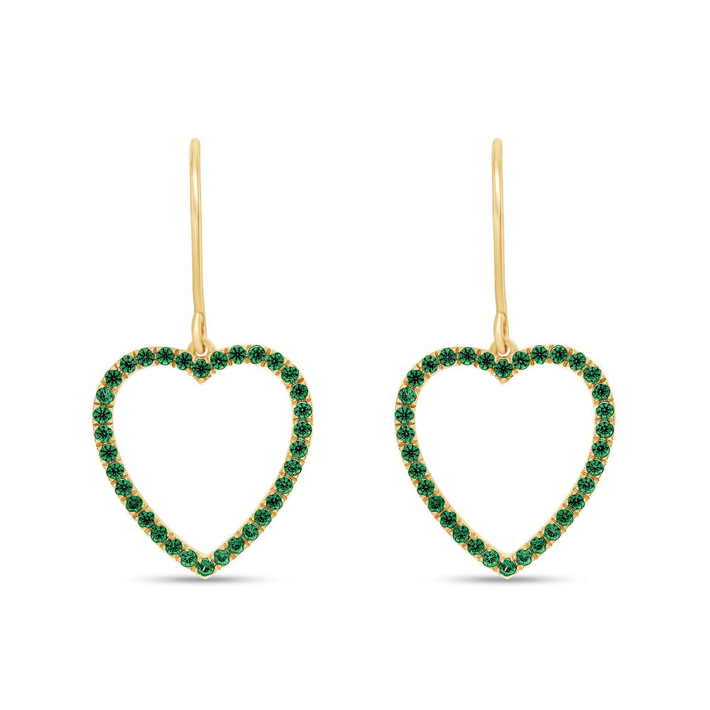 
                      
                        Round Cut Simulated Green Emerald Open Heart Drop Earrings For Womens In 10K Or 14K Solid Gold And 925 Sterling Silver
                      
                    