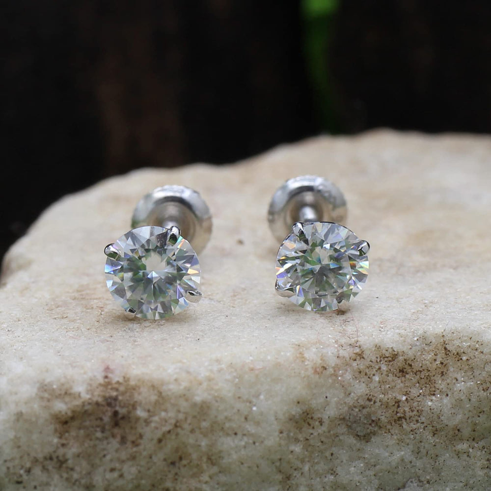 4/5 Carat Lab Created Moissanite Diamond Screw Back Stud Earrings In 925 Sterling Silver (0.80 Cttw)