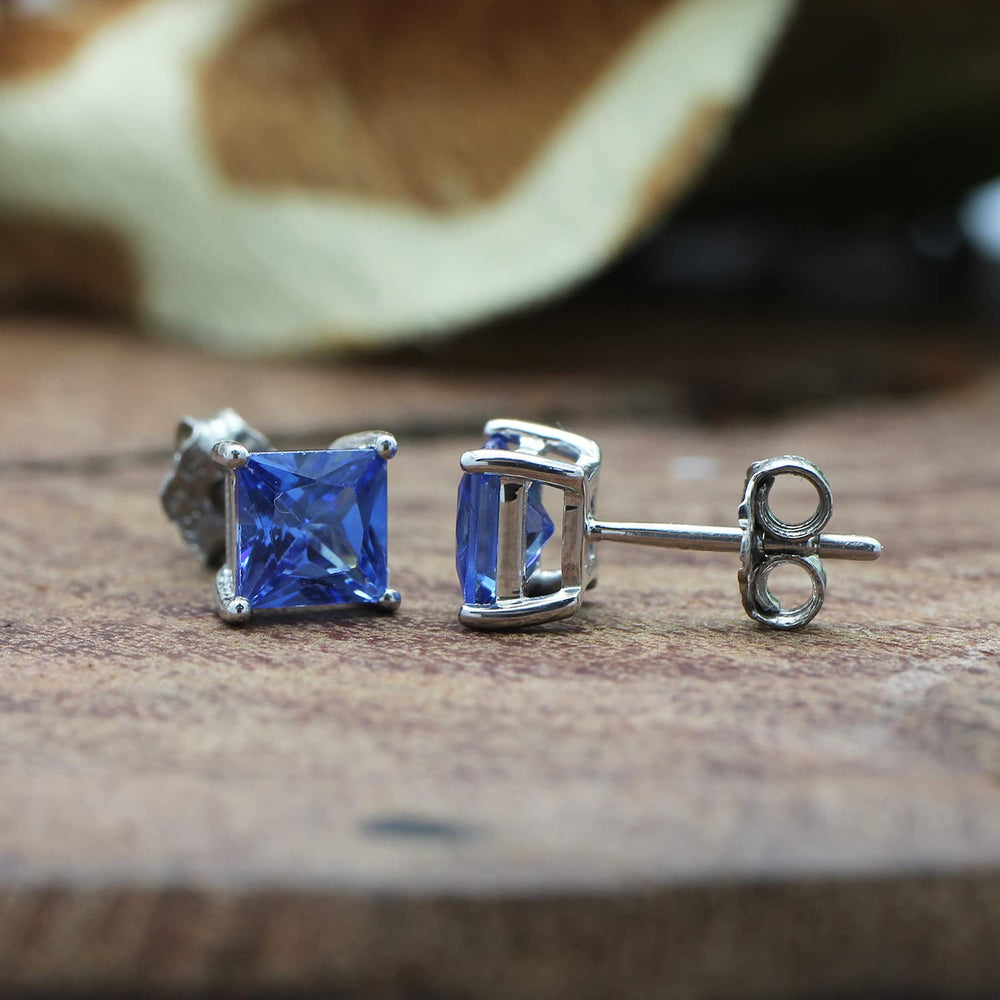 
                      
                        Princess Cut Simulated Tanzanite Martini Stud Earrings For Womens In 925 Sterling Silver
                      
                    