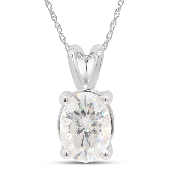 2 2/5 Carat Lab Created Moissanite Diamond Solitaire Pendant Necklace in 10K or 14K Solid Gold For Women (2.40 Cttw)
