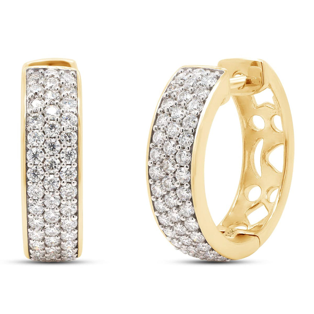 
                      
                        1.25 Carat Round Cut Lab Created Moissanite Diamond Triple Row Huggie Hoop Earrings In 10K Or 14K Solid Gold
                      
                    