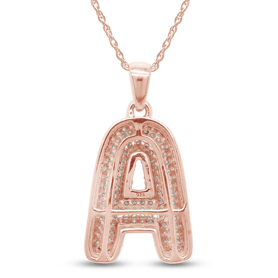 1 1/10 Carat Round Cut Lab Created Moissanite Diamond Initial Bubble Letter "A" Pendant Necklace In 925 Sterling Silver (1.10 Cttw)