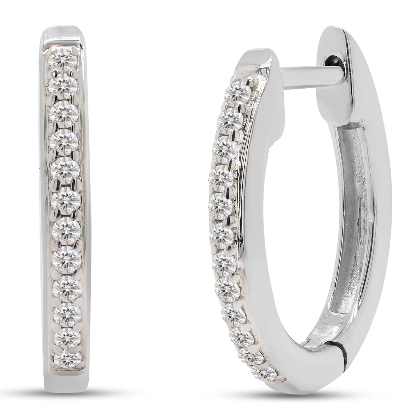 1/4 Carat Lab Created Moissanite Diamond Half Eternity Hoop Earrings In 925 Sterling Silver (0.25 Cttw)