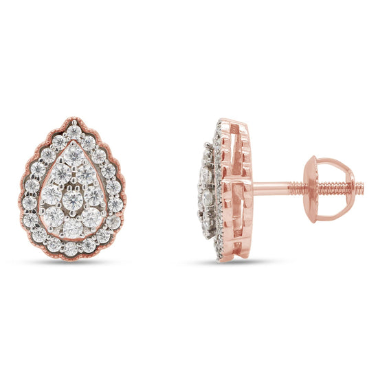 0.33 Carat Round Cut Lab Created Moissanite Diamond Teardrop Stud Earrings In 10K Or 14K Solid Gold Jewelry For Women