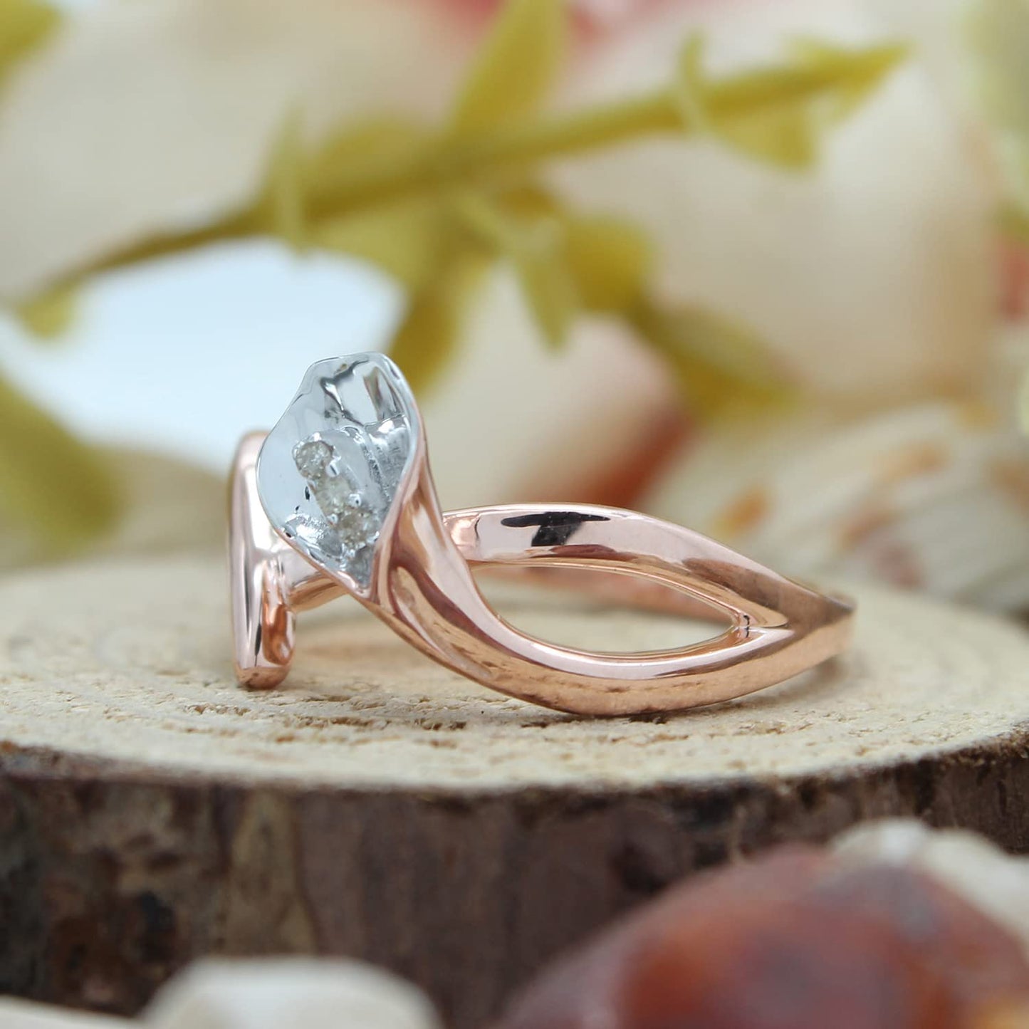 Round Cut White Natural Diamond Accent Calla Lily Ring Jewelry For Women In 925 Sterling Silver (0.02 Cttw)