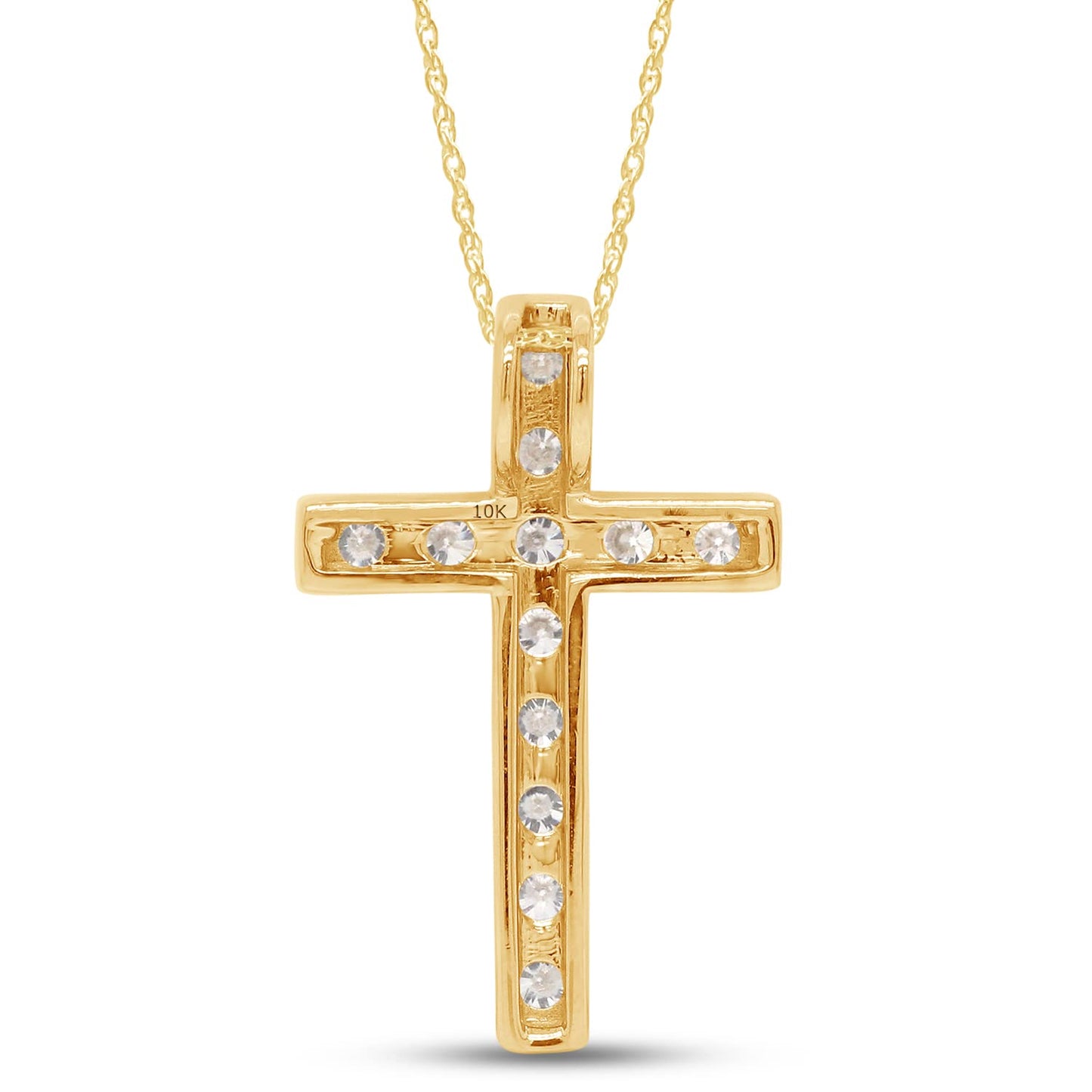 1 1/10 Carat Lab Created Moissanite Diamond Cross Pendant Necklace For Women & Men In 10K Solid Gold (1.10 Cttw)