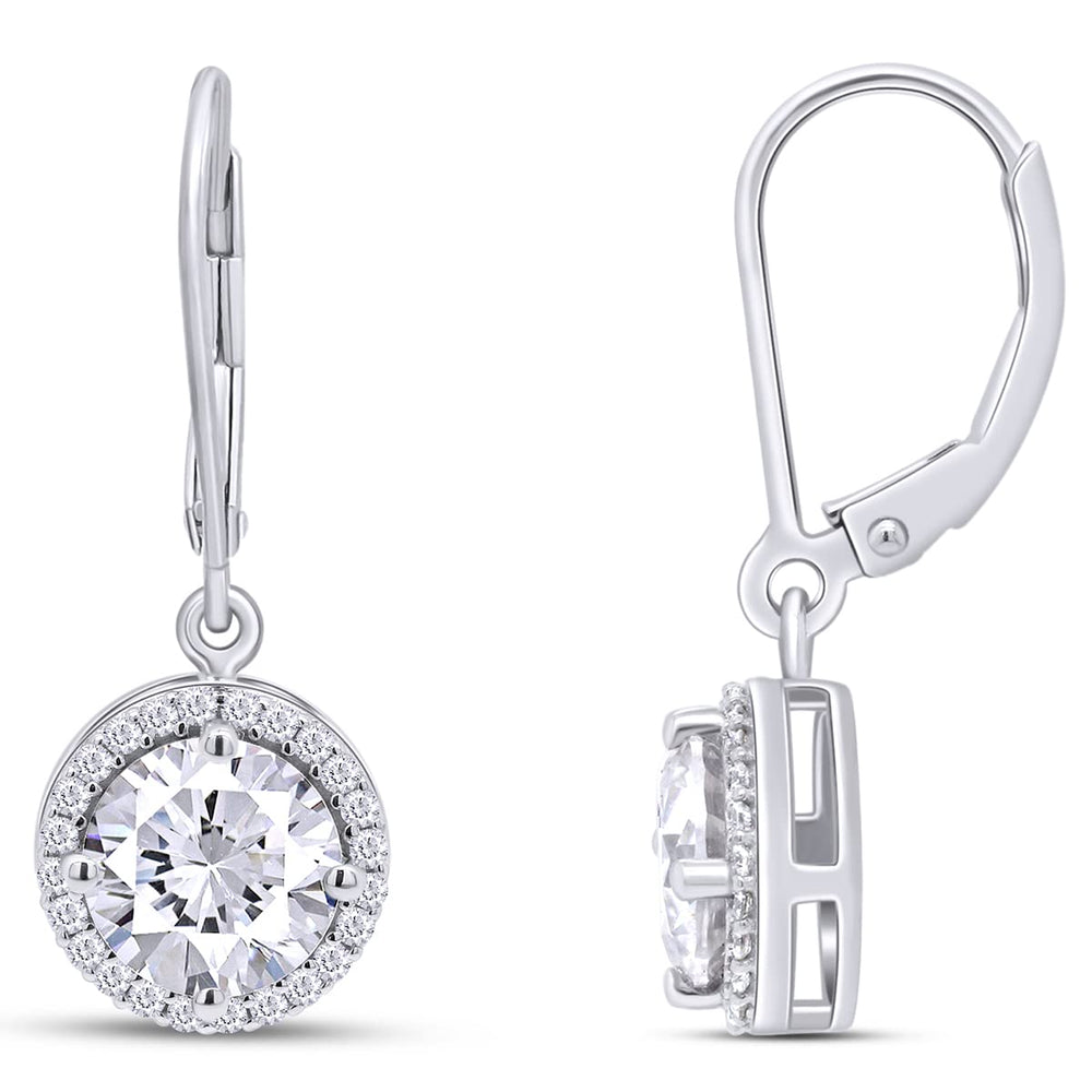 
                      
                        1 1/2 Carat Lab Created Moissanite Diamond Halo Lever Back Dangle Drop Earrings In 10K Or 14K Solid Gold (1.50 Cttw)
                      
                    