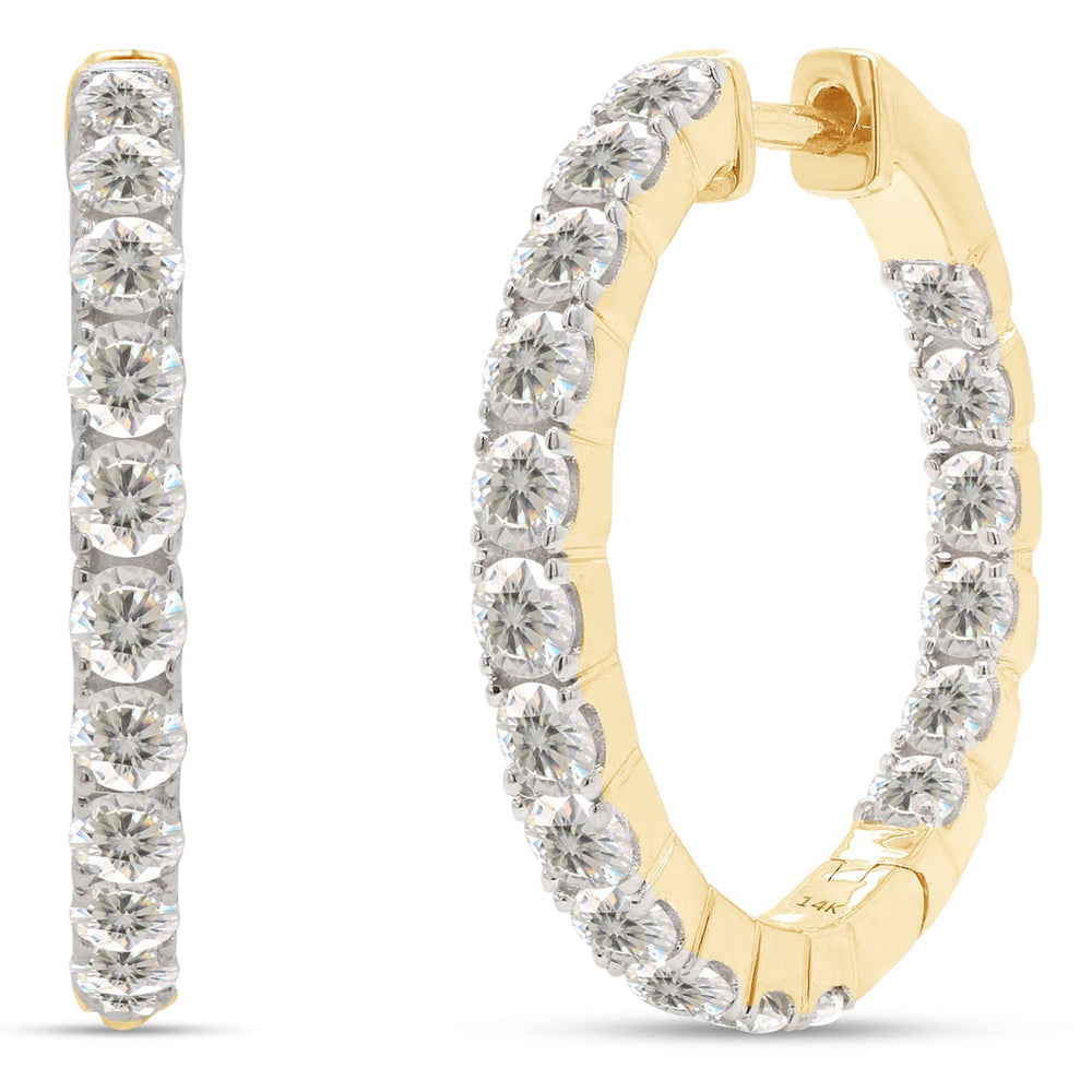 
                      
                        2 1/10 ct.t.w Round Cut Lab Created Moissanite Diamond Inside Outside Hoop Earrings In 10K Or 14K Solid Gold (2.10 Cttw)
                      
                    