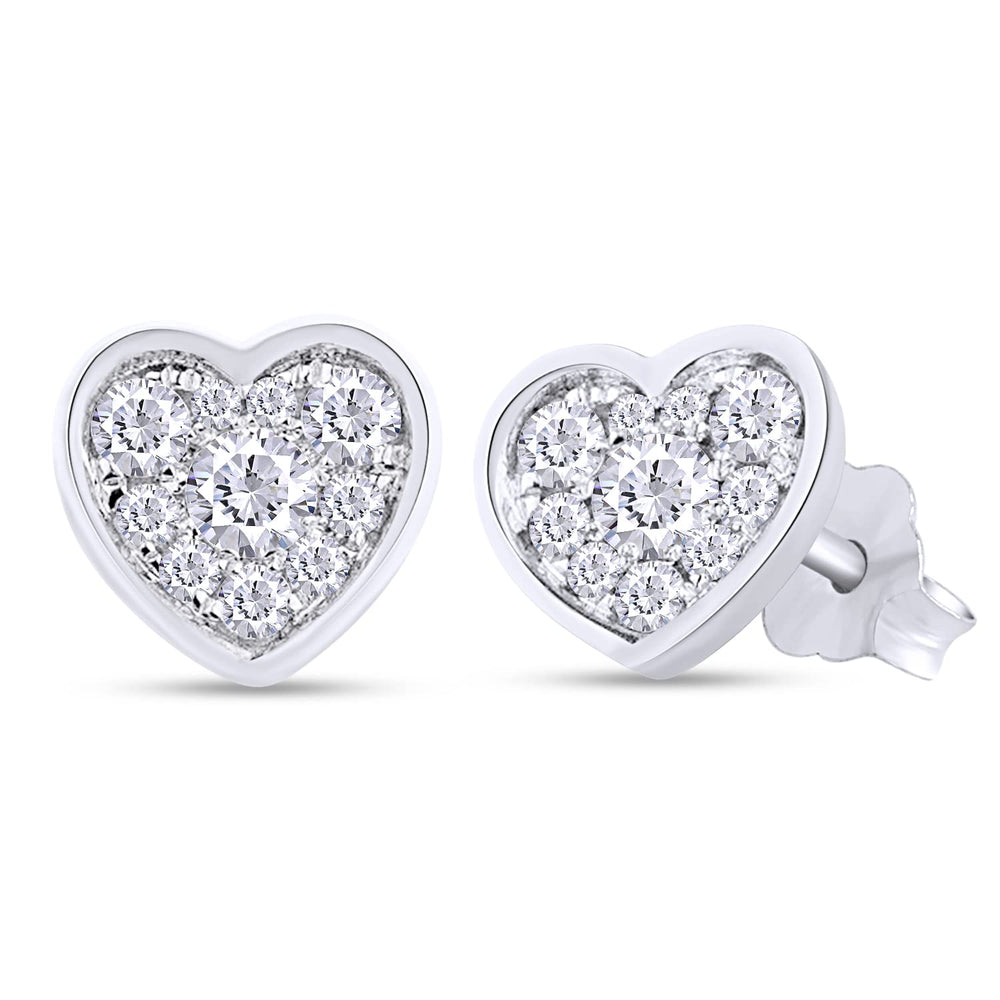 
                      
                        1/3 Carat Lab Created Moissanite Diamond Heart Cluster Stud Earrings In 925 Sterling Silver (VVS1 Clarity, 0.30 Cttw)
                      
                    