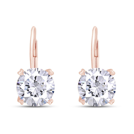 Load image into Gallery viewer, 2 Carat Lab Created Moissanite Diamond Leverback Stud Earrings In 14K Solid Gold For Women (2 Cttw)
