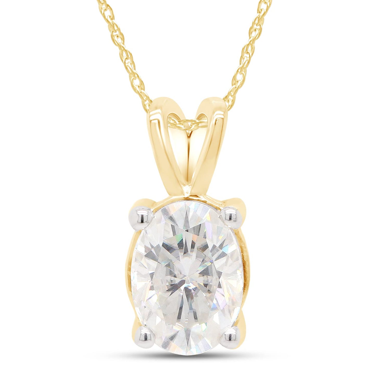 2 2/5 Carat Lab Created Moissanite Diamond Solitaire Pendant Necklace in 10K or 14K Solid Gold For Women (2.40 Cttw)