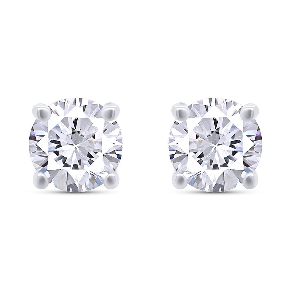 1 to 3 Carat Round Cut Lab Created Moissanite Diamond Push Back Stud Earrings In 925 Sterling Silver (1 To 3 Cttw)