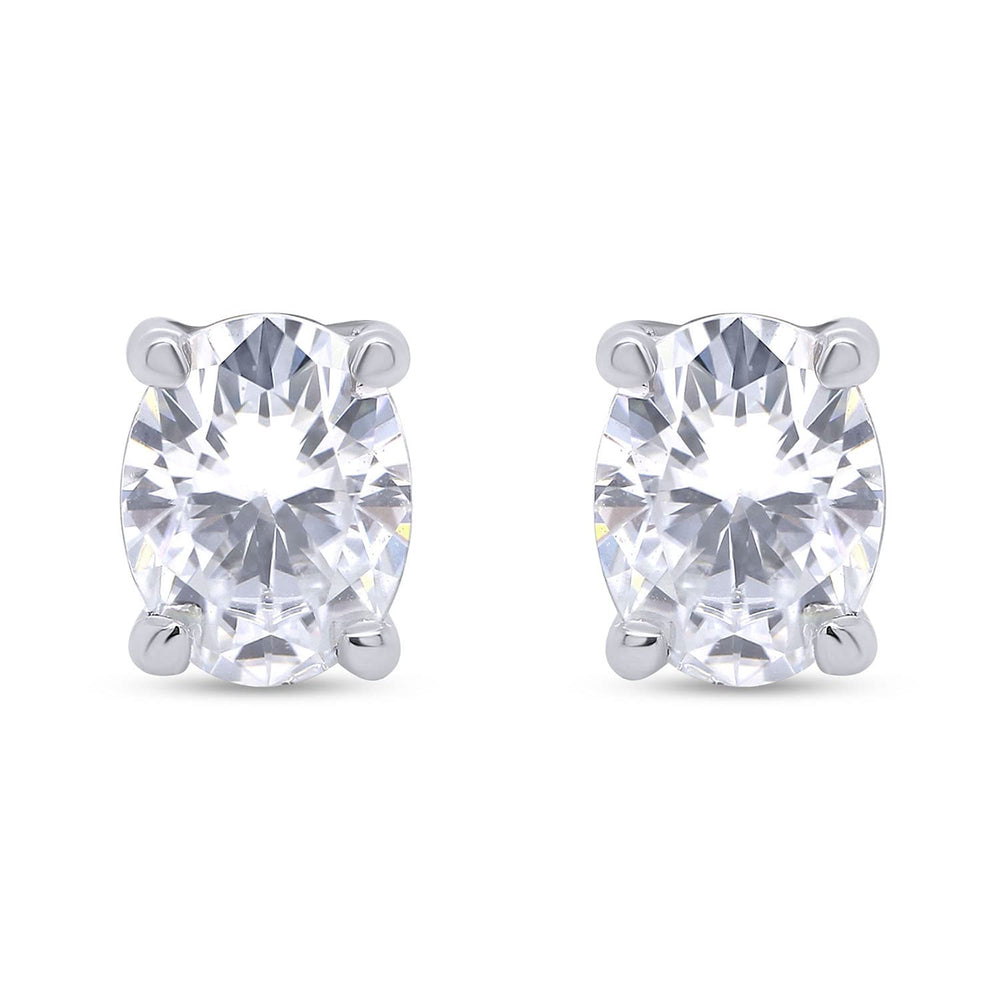 2.50 Carat Oval Cut Lab Created Moissanite Diamond Push Back Solitaire Stud Earrings In 925 Sterling Silver (2.50 Cttw)