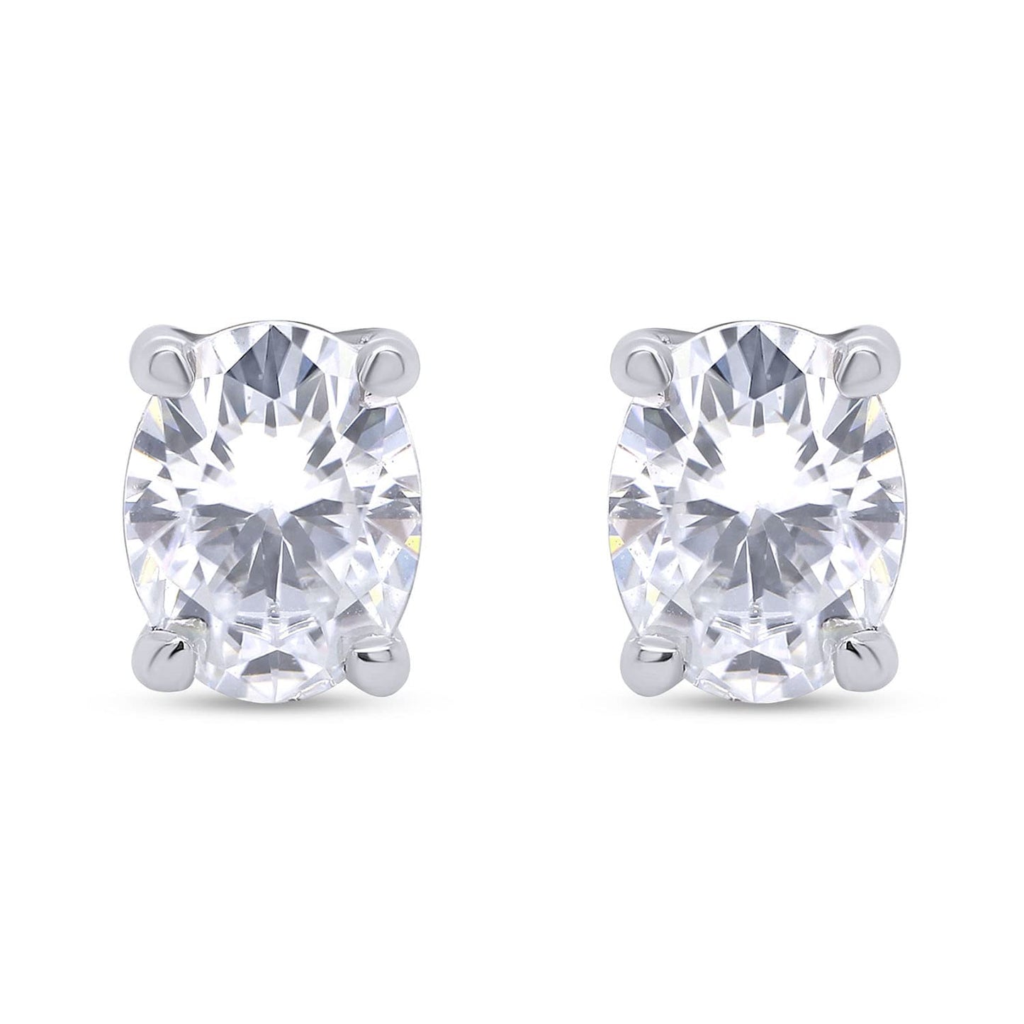 2.50 Carat Oval Cut Lab Created Moissanite Diamond Push Back Solitaire Stud Earrings In 925 Sterling Silver (2.50 Cttw)