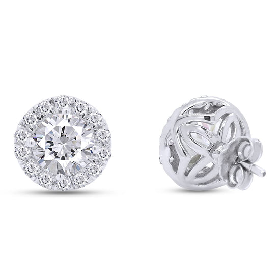 Load image into Gallery viewer, 3 1/7 Carat Round Cut Lab Created Moissanite Diamond Halo Stud Earrings Jewelry for Women in 925 Sterling Silver (3.15 Cttw)
