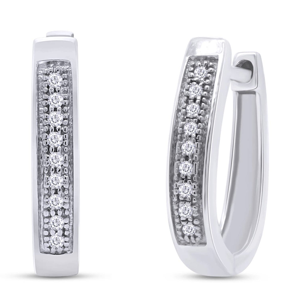 
                      
                        1/20 Carat Round Cut Lab Created Moissanite Diamond Nine Stone Hoop Earrings In 925 Sterling Silver (0.05 Cttw)
                      
                    