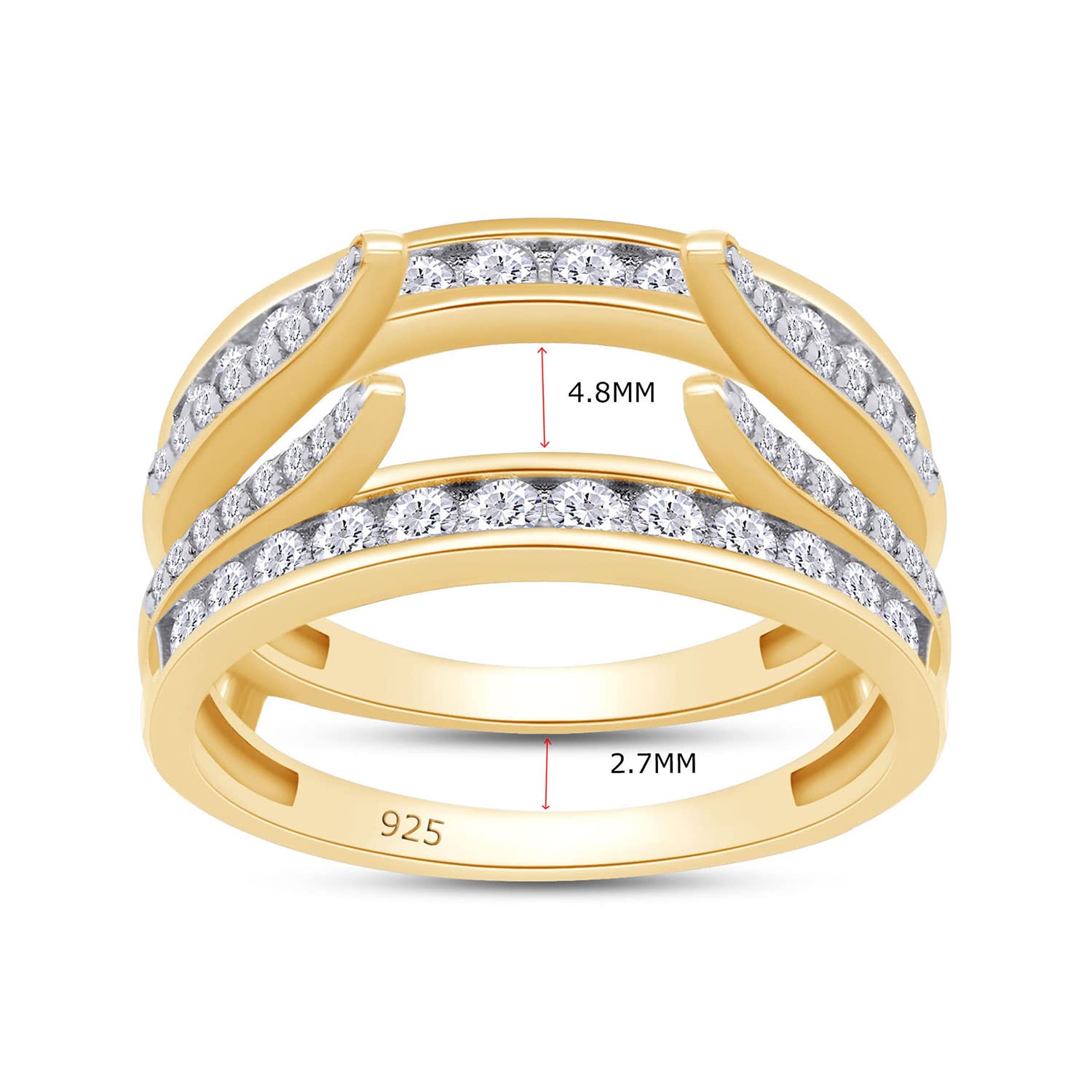 Lab Created Moissanite Combination Cathedral and Classic Enhancer Ring Guard