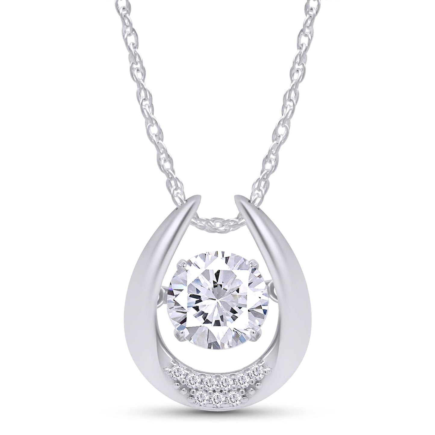 Load image into Gallery viewer, 4/5 Carat Lab Created Moissanite Diamond Dancing Teardrop Pendant Necklace In 925 Sterling Silver (0.80 Cttw)
