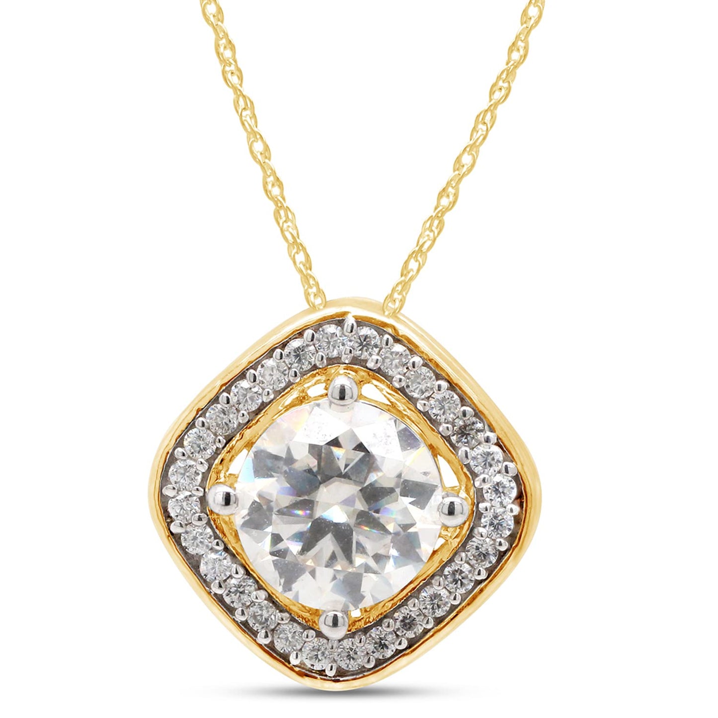 Load image into Gallery viewer, 1 1/10 Carat Center Stone 6.5MM Lab Created Moissanite Diamond Halo Pendant Necklace In 925 Sterling Silver (1.10 Cttw)

