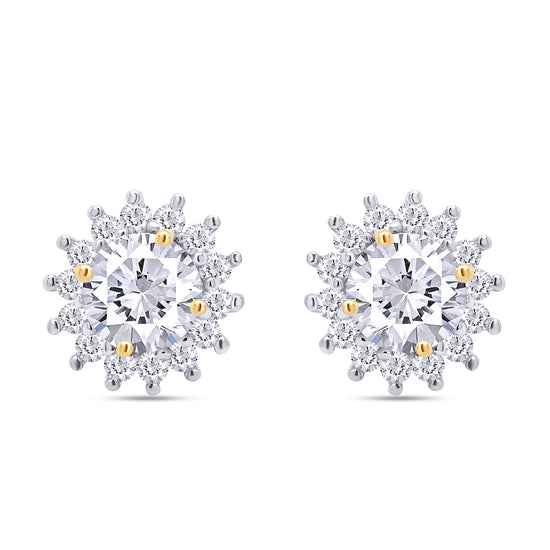 Load image into Gallery viewer, 1 1/4 Carat Lab Created Moissanite Diamond Push Back Halo Stud Earrings In 925 Sterling Silver (1.25 Cttw)
