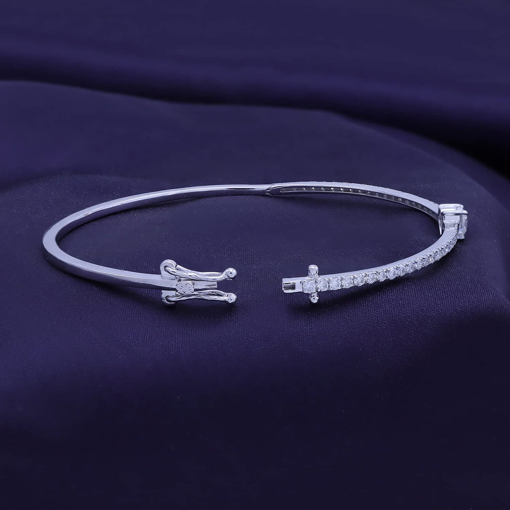 
                      
                        Heart & Round White Cubic Zirconia Tennis Bangle Bracelet For Women In 925 Sterling Silver
                      
                    