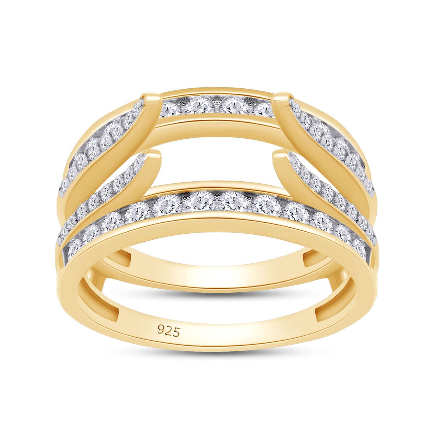 Lab Created Moissanite Combination Cathedral and Classic Enhancer Ring Guard