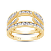 Lab Created Moissanite Combination Cathedral and Classic Enhancer Ring Guard